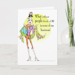 Tarjeta divertida de humor de mujer para cumpleaño