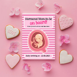 Tarjeta divertida de Invitación de franjas rosadas