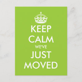 Tarjeta divertida de 'keep calm' para mudanza a nu