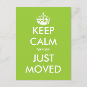 Tarjeta divertida de 'keep calm' para mudanza a nu