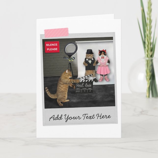 Tarjeta divertida de la boda de gatos (Anverso)