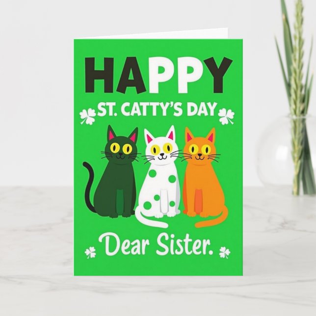 Tarjeta divertida de la hermana de los gatos de Sa (Anverso)