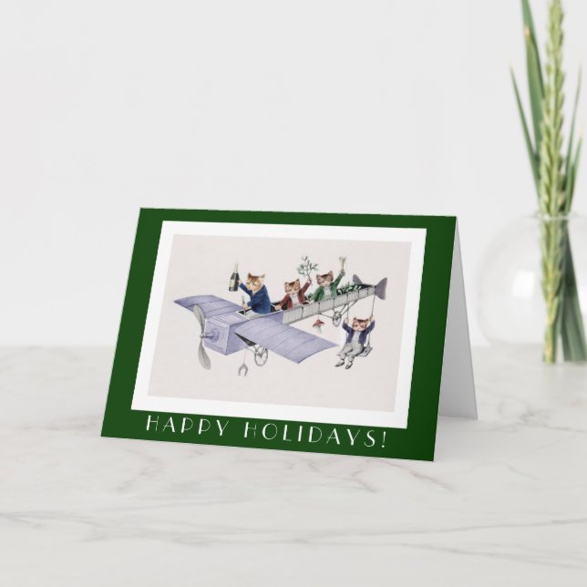 Tarjeta divertida de los gatos buenas fiestas - (Anverso)