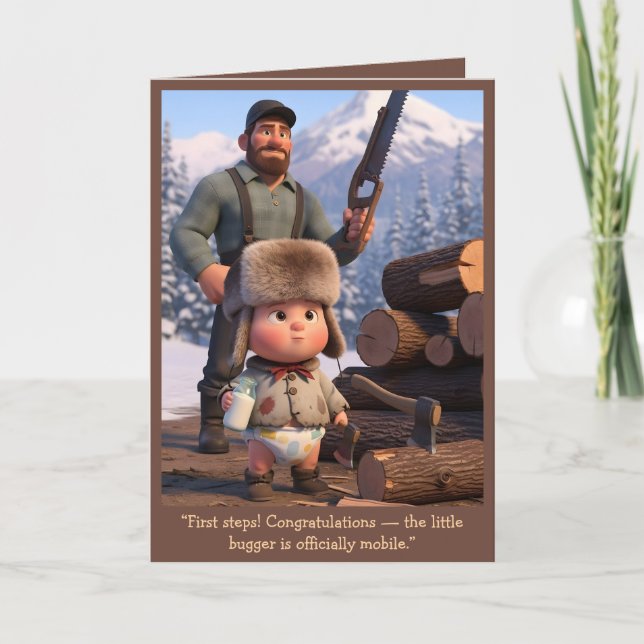 Tarjeta Divertida de los Primeros Pasos del Bebé (Anverso)