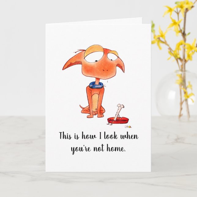 Tarjeta divertida de mascota de perro triste que t (flor amarilla)