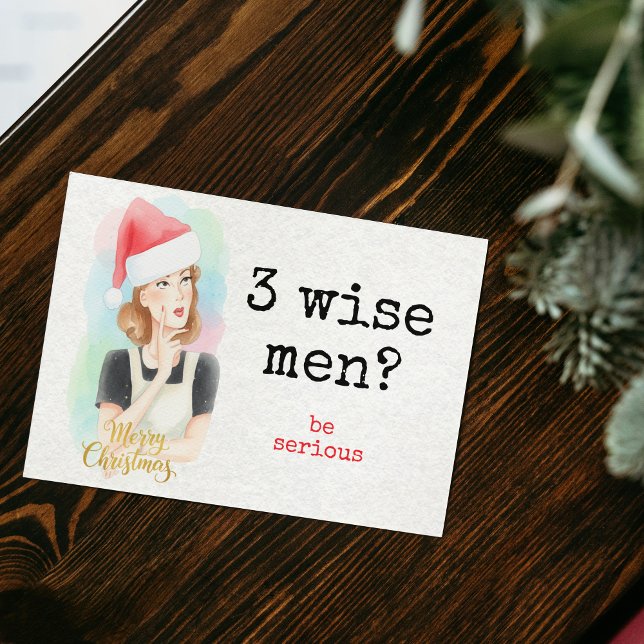 Tarjeta divertida de Navidad al estilo retro "¿3 R (Funny Retro "3 Wise Men? Be Serious" Christmas Card)