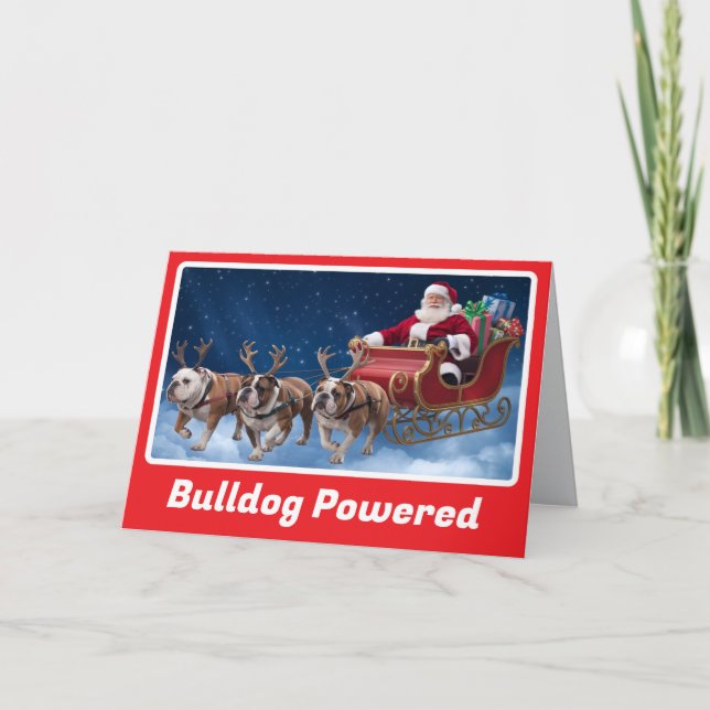 Tarjeta divertida de Navidad con Bulldog (Anverso)