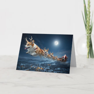 Tarjeta divertida de Navidad con Corgi galés