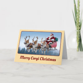 Tarjeta divertida de Navidad con Corgi galés