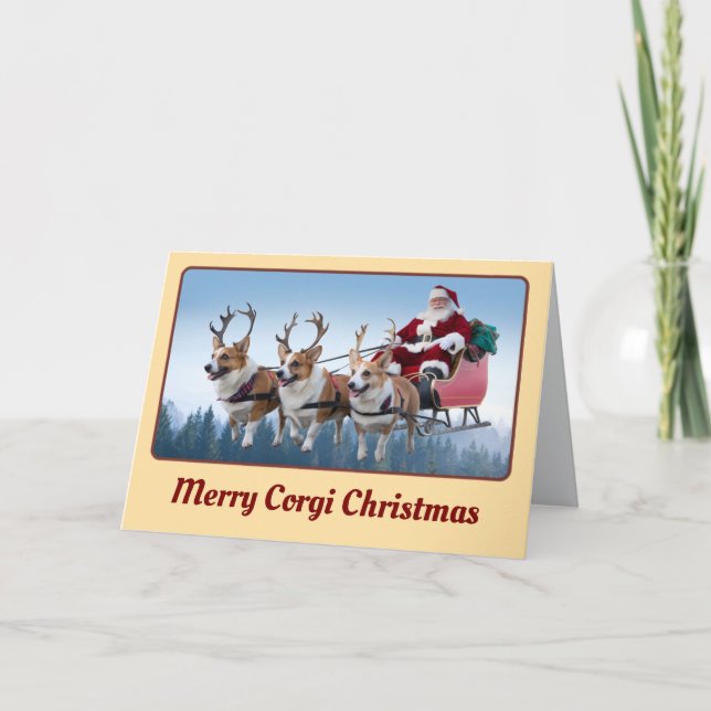 Tarjeta divertida de Navidad con Corgi galés (Anverso)