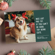 Tarjeta divertida de Navidad con foto de mascota l