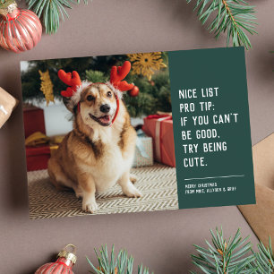 Tarjeta divertida de Navidad con foto de mascota l