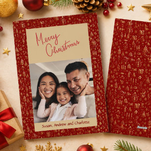 Tarjeta divertida de Navidad con foto familiar de