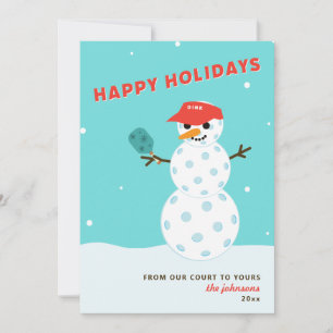Tarjeta divertida de Navidad con hombre de nieve d