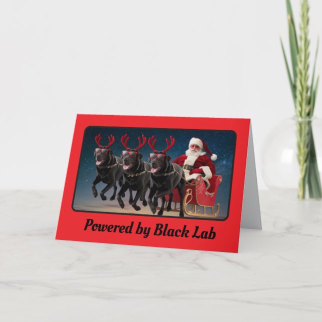 Tarjeta divertida de Navidad con Labrador negro (Anverso)