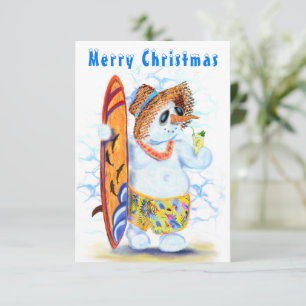 Tarjeta divertida de Navidad con muñeco de nieve s