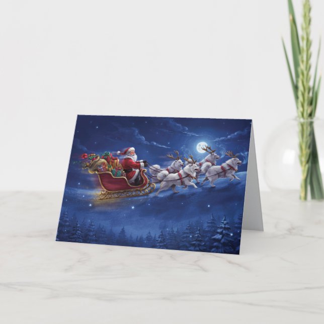 Tarjeta divertida de Navidad con perro Samoyedo (Anverso)