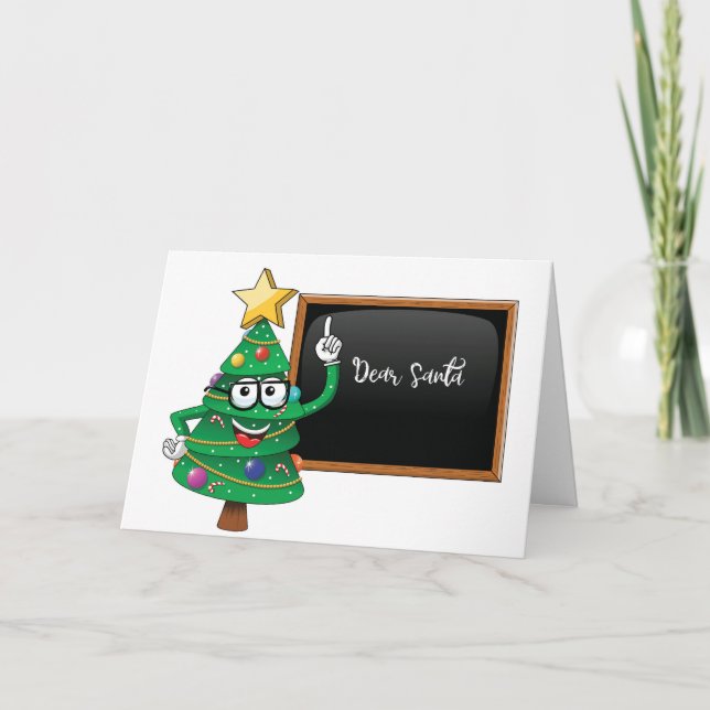 Tarjeta divertida de Navidad con pregunta para San (Anverso)