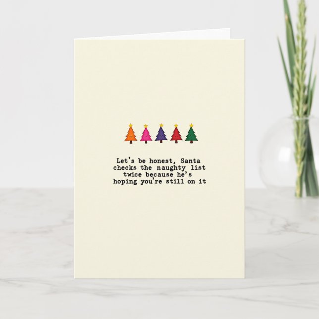 Tarjeta divertida de Navidad con Santa sarcástico  (Anverso)