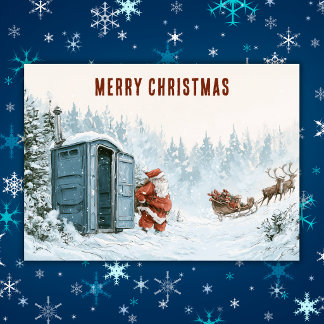 Tarjeta divertida de Navidad con Santa y baño port