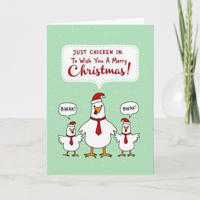 Tarjeta divertida de Navidad con solo pollo (Anverso)