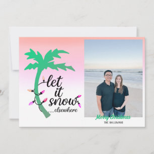 Tarjeta divertida de Navidad con tema de playa tro