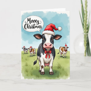 Tarjeta divertida de Navidad con vacas