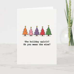 Tarjeta divertida de Navidad con vino y cita del e