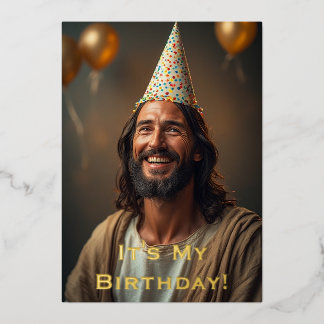 Tarjeta divertida de Navidad cumpleaños de Jesús -