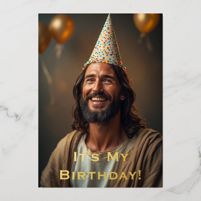 Tarjeta divertida de Navidad cumpleaños de Jesús - (Anverso)