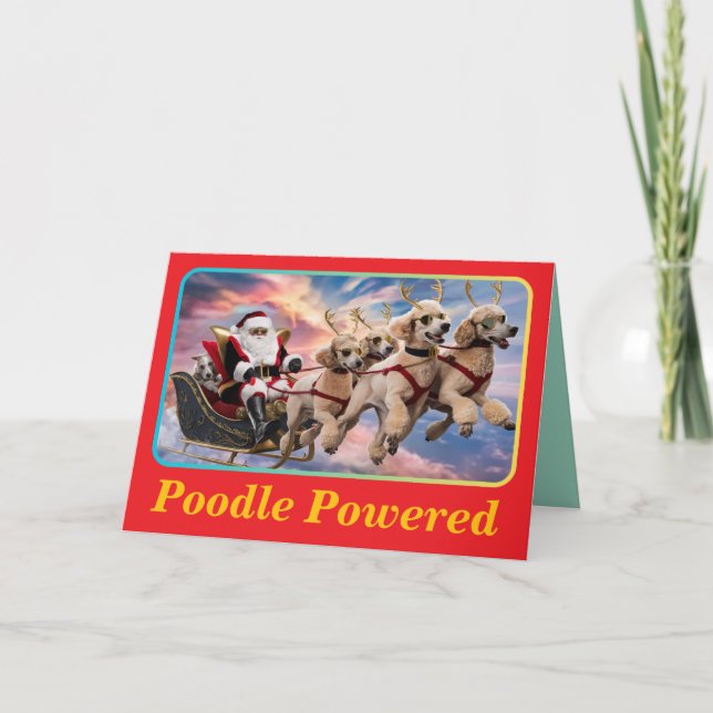 Tarjeta divertida de Navidad de caniche (Anverso)