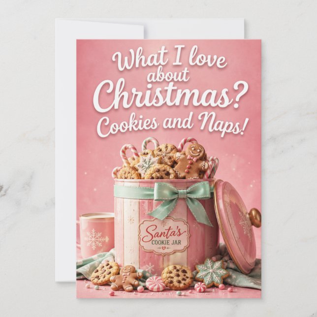 Tarjeta divertida de Navidad de dulces y mimos (Anverso)