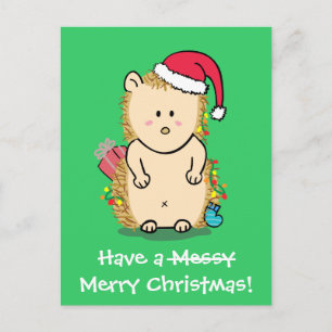 Tarjeta divertida de Navidad de erizo