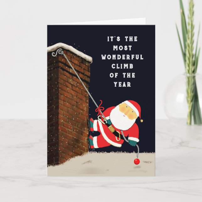 Tarjeta divertida de Navidad de escalada en roca (Anverso)