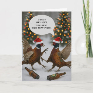 Tarjeta divertida de Navidad de faisán