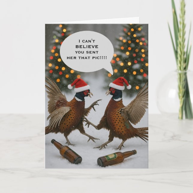 Tarjeta divertida de Navidad de faisán (Anverso)