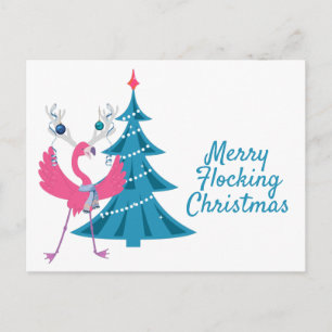 Tarjeta divertida de Navidad de flamenco reno Feli