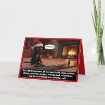 Tarjeta divertida de Navidad de gato