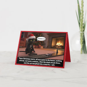 Tarjeta divertida de Navidad de gato