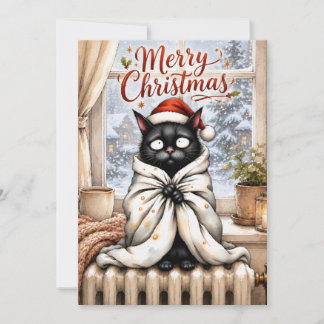 Tarjeta divertida de Navidad de gato negro - Amant