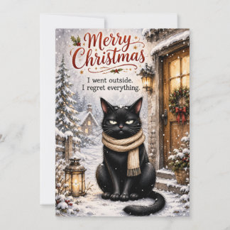 Tarjeta divertida de Navidad de gato negro - Invie