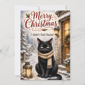 Tarjeta divertida de Navidad de gato negro – No en