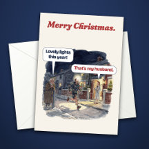 Tarjeta divertida de Navidad de luces de hadas par