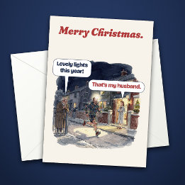 Tarjeta divertida de Navidad de luces de hadas par
