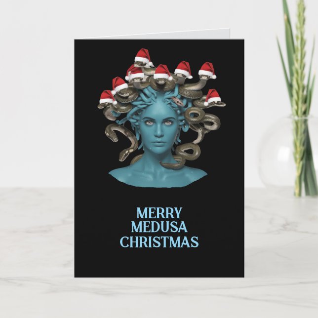 Tarjeta divertida de Navidad de Medusa (Anverso)