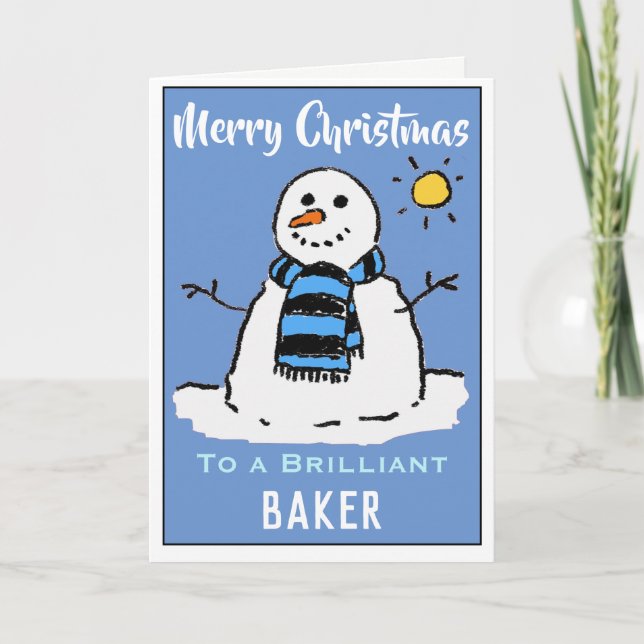 Tarjeta divertida de Navidad de muñeco de nieve pa (Anverso)
