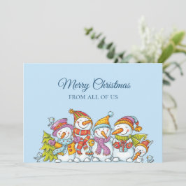 Tarjeta divertida de Navidad de muñecos de nieve