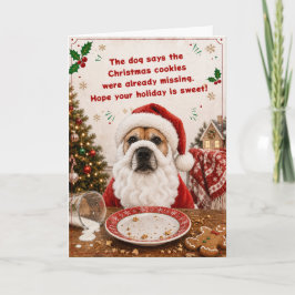 Tarjeta divertida de Navidad de perro de Santa | F