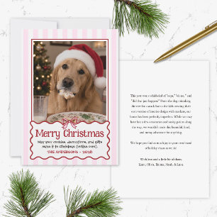 Tarjeta divertida de Navidad de perro lindo rojo H