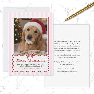 Tarjeta divertida de Navidad de perro lindo rojo m